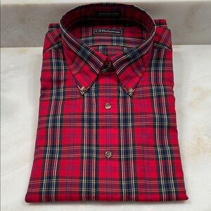 C.F. Hathaway Red Plaid Button Down Shirt (L)